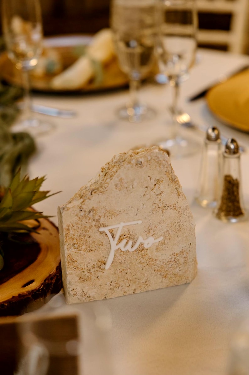 Cursive Cut-Outs Thin Modern table Number SET with GLUE; Acrylic image 11