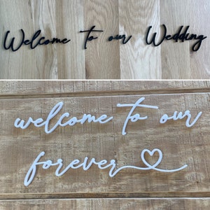 Wedding Welcome Sign Cut-Outs Small Thin Modern Cursive; Acrylic