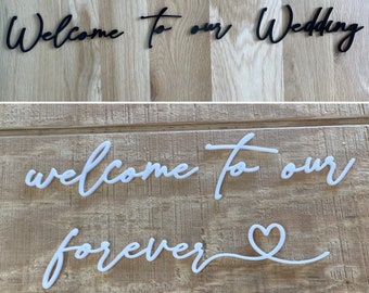 Wedding Welcome Sign Cut-Outs Small Thin Modern Cursive; Acrylic
