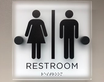 Acrylic Restroom Sign ADA option with Stainless Steel Hardware