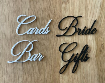 Small Fancy Cursive Cut Out Acrylic Wedding Signs