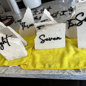 Cursive Cut-Outs Thin Modern table Number SET with GLUE; Acrylic image 18