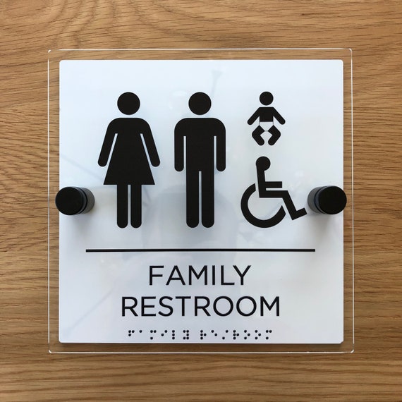 Blue Restroom Sign with Toilet, 4-ft Floor-Standing Steel Stand