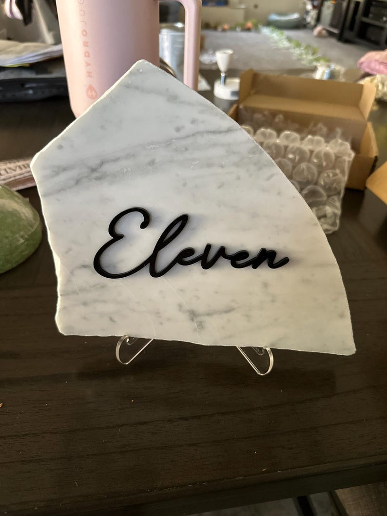 Cursive Cut-Outs Thin Modern table Number SET with GLUE; Acrylic image 16