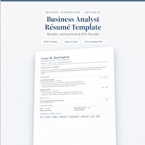 Mall för CV för affärsanalytiker, ATS-vänligt CV för dataanalytiker (direkt nedladdning)
