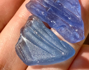 Cornflower Blue  Sea Glass, Textured Sea Glass, Pendant/Ring Sized ,Blue Sea Glass , SG Pendant Supplies, SG Jewelry Supply,