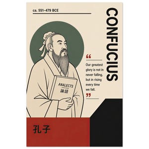 Konfucius minimalistisk poster | Konfucianism väggkonst | Analekttryck | Filosofi klassrumsdekor | Historielärargåva