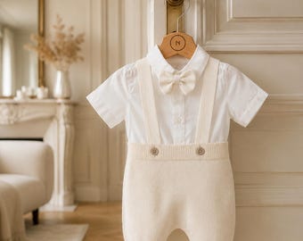 Conjunto para bautizo de niño | Conjunto para ceremonia de bebé | Traje de boda para bebé | Conjunto para primer cumpleaños | Regalo premium para bebé