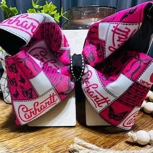 Western patchwork roze/zwart geïnspireerde haarstrik