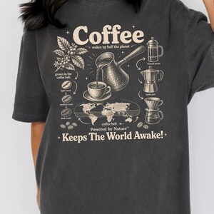 Keeps The World Awake Shirt, Coffee Lover T-Shirt, Vintage Brewing Chart Tee, Retro Espresso Diagram Shirt, Coffee Belt Map Barista Gift