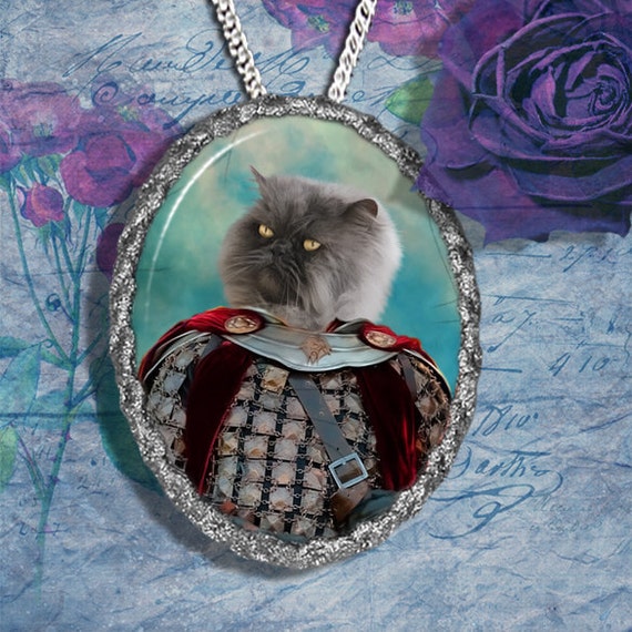 Blue Persian Cat Jewelry Pendant Necklace Brooch Handcrafted Etsy