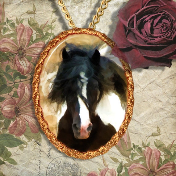 Paint Horse Gypsy Vanner Jewelry Pendant or Brooch Handcrafted Etsy