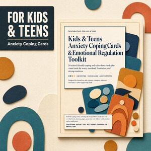 Anxiety Coping Cards for Kids & Teens, Emotional Regulation Toolkit | Printable Fillable PDF image 1