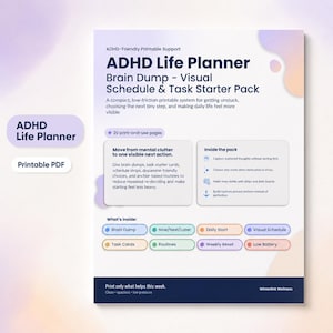 ADHD Planner Printable, Fillable PDF, Brain Dump, Visual Schedule, Executive Function Planner image 1