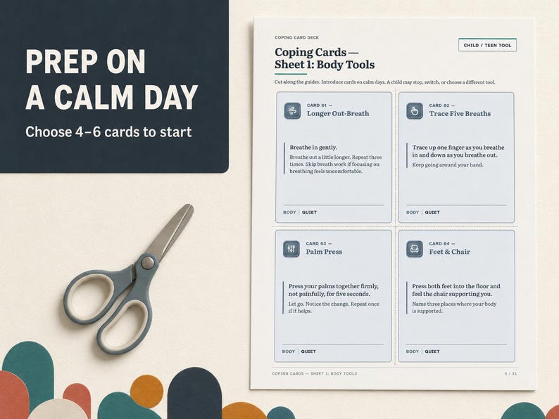 Anxiety Coping Cards for Kids & Teens, Emotional Regulation Toolkit | Printable Fillable PDF image 4