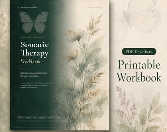 Cuaderno de trabajo de terapia somática imprimible / Escaneo corporal, herramientas de conexión con la tierra, regulación del sistema nervioso (PDF)