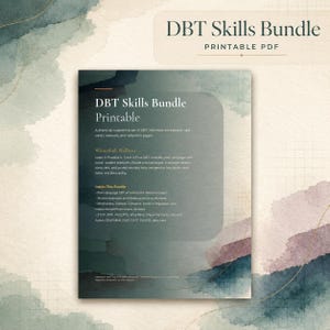 DBT Skills Bundle Printable | Wise Mind Stop Tipp Diary Card, Fillable Therapy Worksheets PDF imagen 1