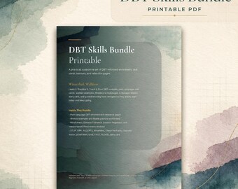 DBT Skills Bundle Printable | Wise Mind Stop Tipp Diary Card, Fillable Therapy Worksheets PDF