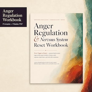 Anger Regulation Workbook, Nervous System Reset Tools | Printable Fillable PDF Digital Download image 1