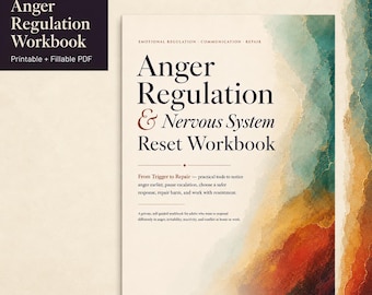 Cahier d'exercices de gestion de la colère, outils de réinitialisation du système nerveux | Téléchargement numérique PDF à remplir et à imprimer