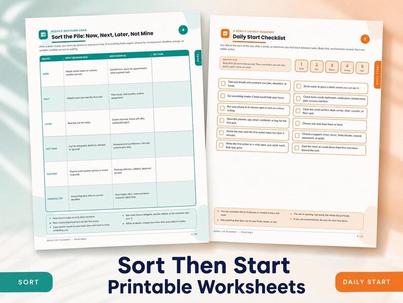 ADHD Planner Printable, Fillable PDF, Brain Dump, Visual Schedule, Executive Function Planner image 4