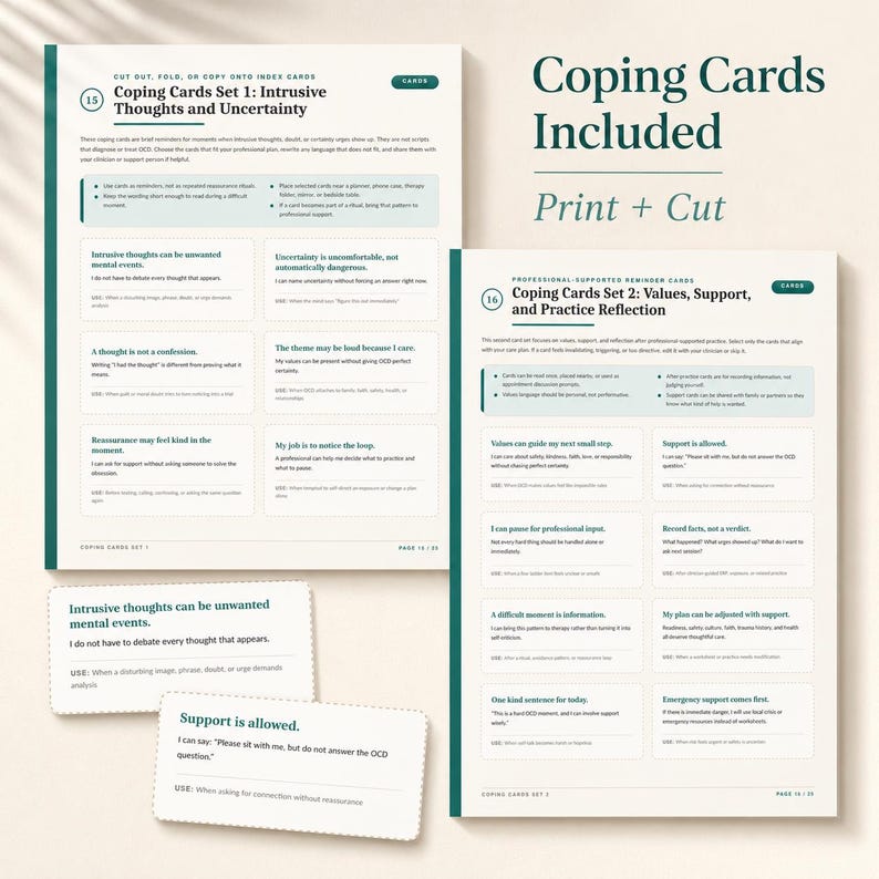 OCD Support Worksheet Pack | Intrusive Thoughts, ERP & Fear Ladder Notes | Printable PDF (Digital Download) image 7