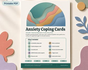 Anxiety Coping Cards Printable, Emotional Regulation Calm Down Cards, Grounding & Worry Sorting PDF