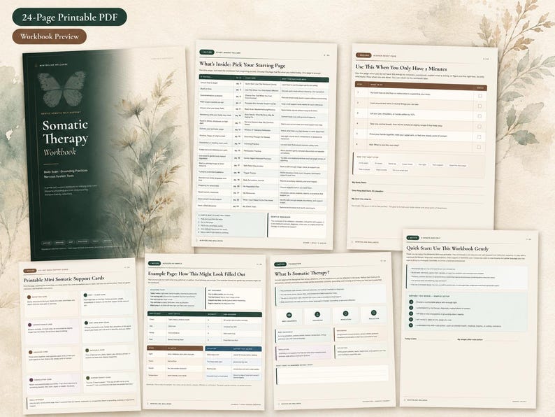 Somatische Therapie Arbeitsheft zum Ausdrucken | Body Scan, Erdungswerkzeuge, Regulation des Nervensystems PDF Bild 2
