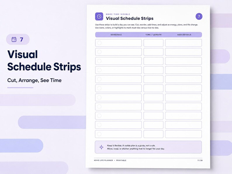 ADHD Planner Printable, Fillable PDF, Brain Dump, Visual Schedule, Executive Function Planner image 6