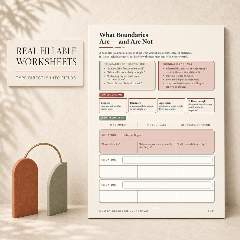 People Pleasing Recovery Workbook for Adults with Scripts and Trackers | Printable Fillable PDF image 3