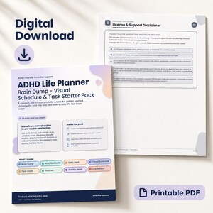 ADHD Planner Printable, Fillable PDF, Brain Dump, Visual Schedule, Executive Function Planner image 8