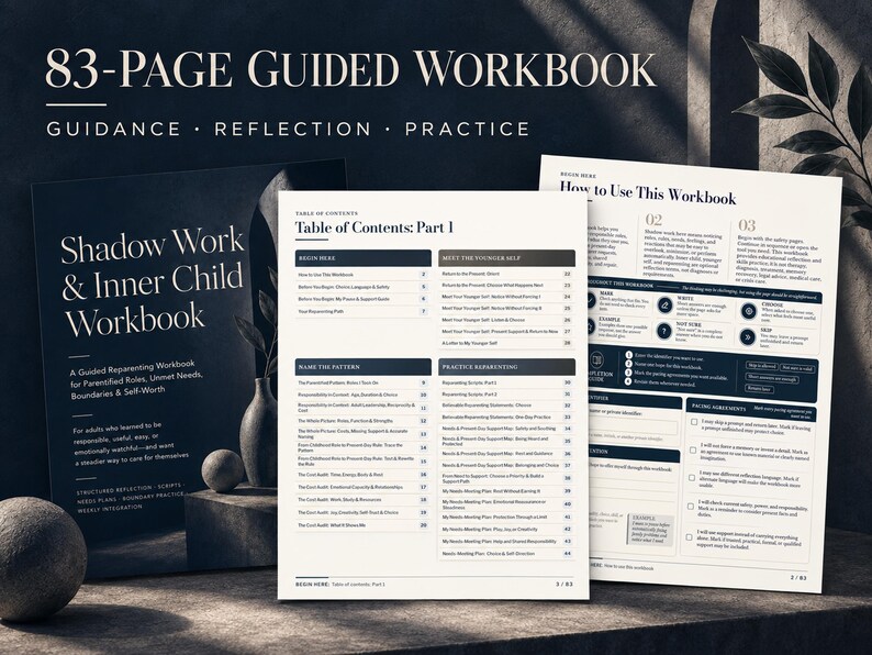 Shadow Work Journal & Inner Child Workbook for Boundaries, Self-Worth and Reparenting | Printable Fillable PDF image 2