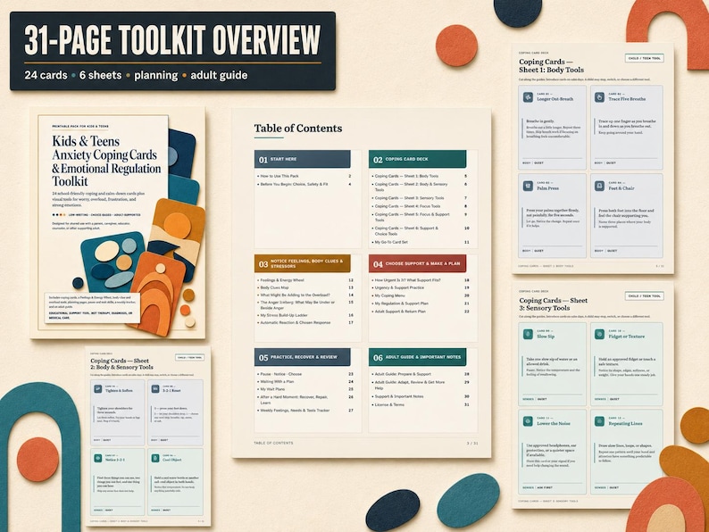 Anxiety Coping Cards for Kids & Teens, Emotional Regulation Toolkit | Printable Fillable PDF image 2