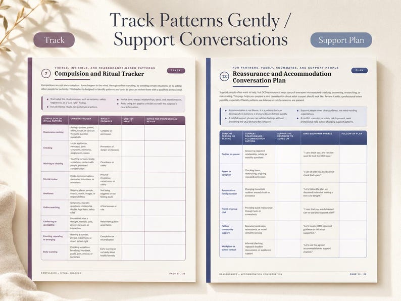 OCD Support Worksheet Pack | Intrusive Thoughts, ERP & Fear Ladder Notes | Printable PDF (Digital Download) image 6