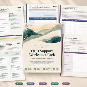 OCD Support Worksheet Pack | Intrusive Thoughts, ERP & Fear Ladder Notes | Printable PDF (Digital Download) image 2