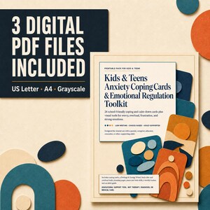 Anxiety Coping Cards for Kids & Teens, Emotional Regulation Toolkit | Printable Fillable PDF image 8