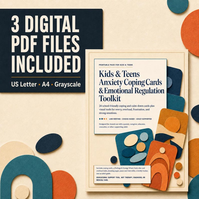 Anxiety Coping Cards for Kids & Teens, Emotional Regulation Toolkit | Printable Fillable PDF image 8