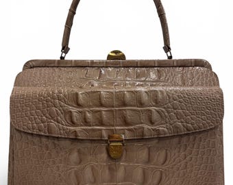 Vintage EXO Tan Alligator Hand Bag Purse