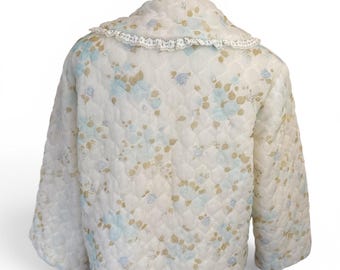 1960-tals Nanette blommigt quiltad vintage sängkappa