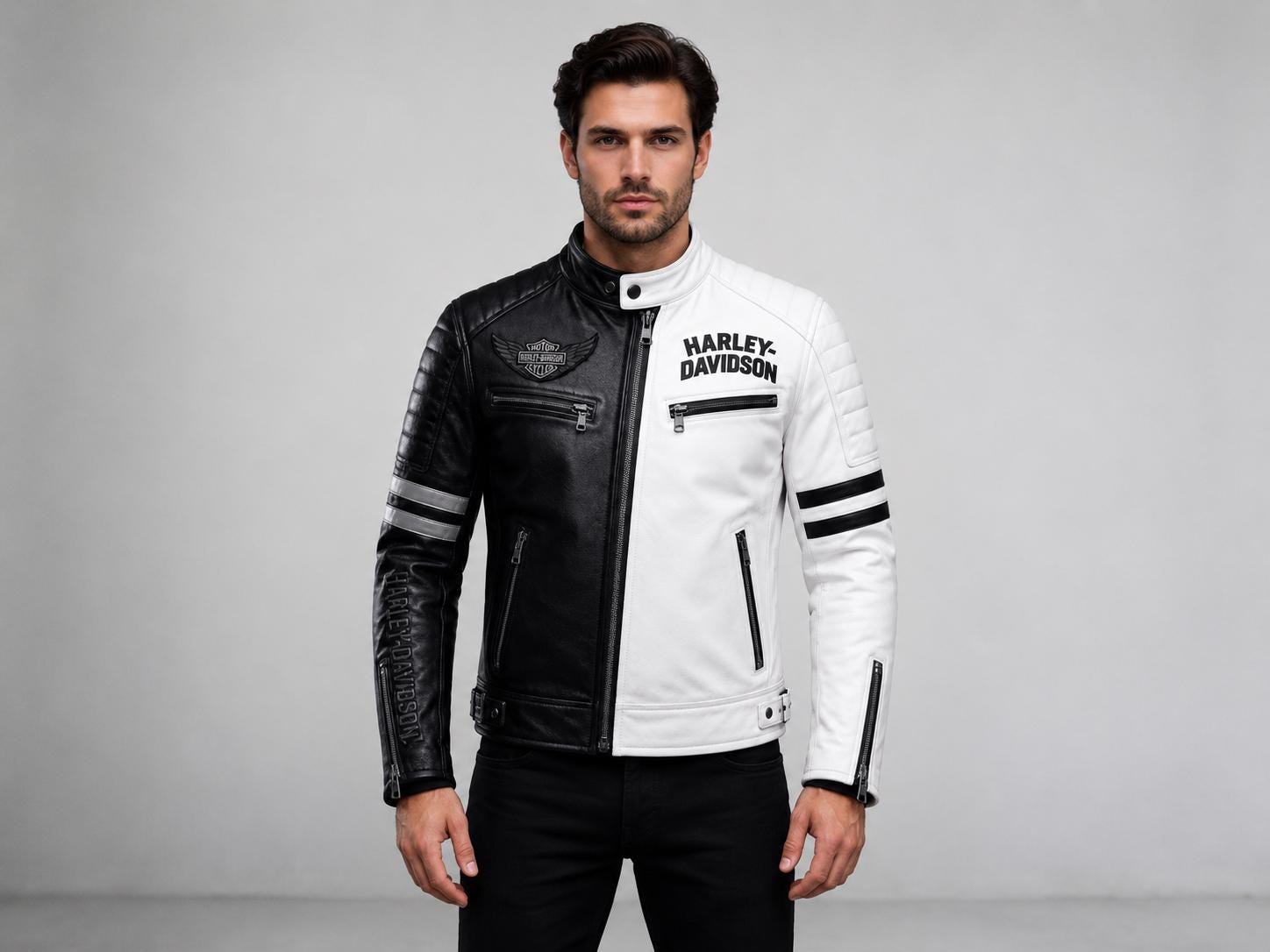 Harley Davidson White Leather Jacket - Etsy