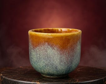 Handmade Stoneware Turkish Coffee Cup - Reactive Glaze Espresso Mug, Unique Housewarming Gift