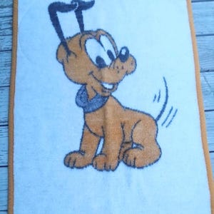 Vintage Biederlack Baby Blanket Pluto Character Walt Disney Fleece Reversible Collector Crib Bedding Lap Throw Home Decor Retro Nostalgia80s