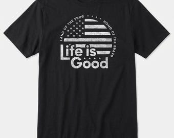 Vintage American Flag Circle T-Shirt, Patriotic USA Cotton Tee, Independence Day Graphic Shirt
