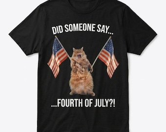 Patriotic Shirt, Funny Fourth of July Cat Lover Tee, American Flag T-Shirt