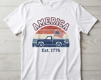 Vintage America 250 Truck T-Shirt – Patriotic Eagle USA Independence Day Tee