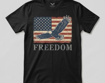 Vintage Distressed American Flag Eagle Freedom Shirt, Patriotic USA Tee