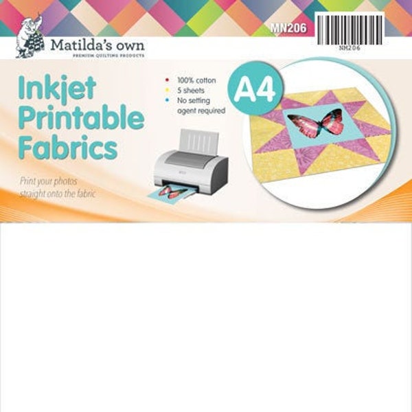 Inkjet Printable Fabric by Matilda's own 5 sheets A4 or 3 sheets A4 iron-on