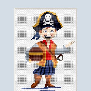 Kit de ponto cruz Master Pirate, tamanho do desenho 9,07 x 13,61 cm. Linha DMC e agulha Zweigart.