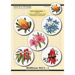 Wildflower Mini's 1, Australische bloemen met getelde kruissteek 5 ontwerpen van Country Threads, Aida- en DMC-garens OPTIONEEL.