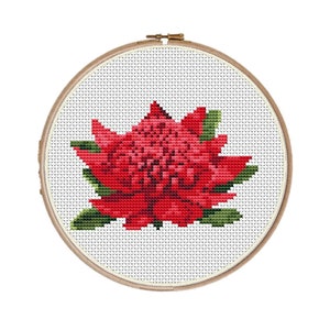 Waratah counted cross stitch kit. Stitches 61 x 42. DMC thread & Zweigart aida.